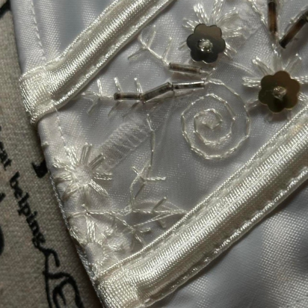 Vintage Coquette White corset with black text and decorative swirls - Picture 5 of 8
